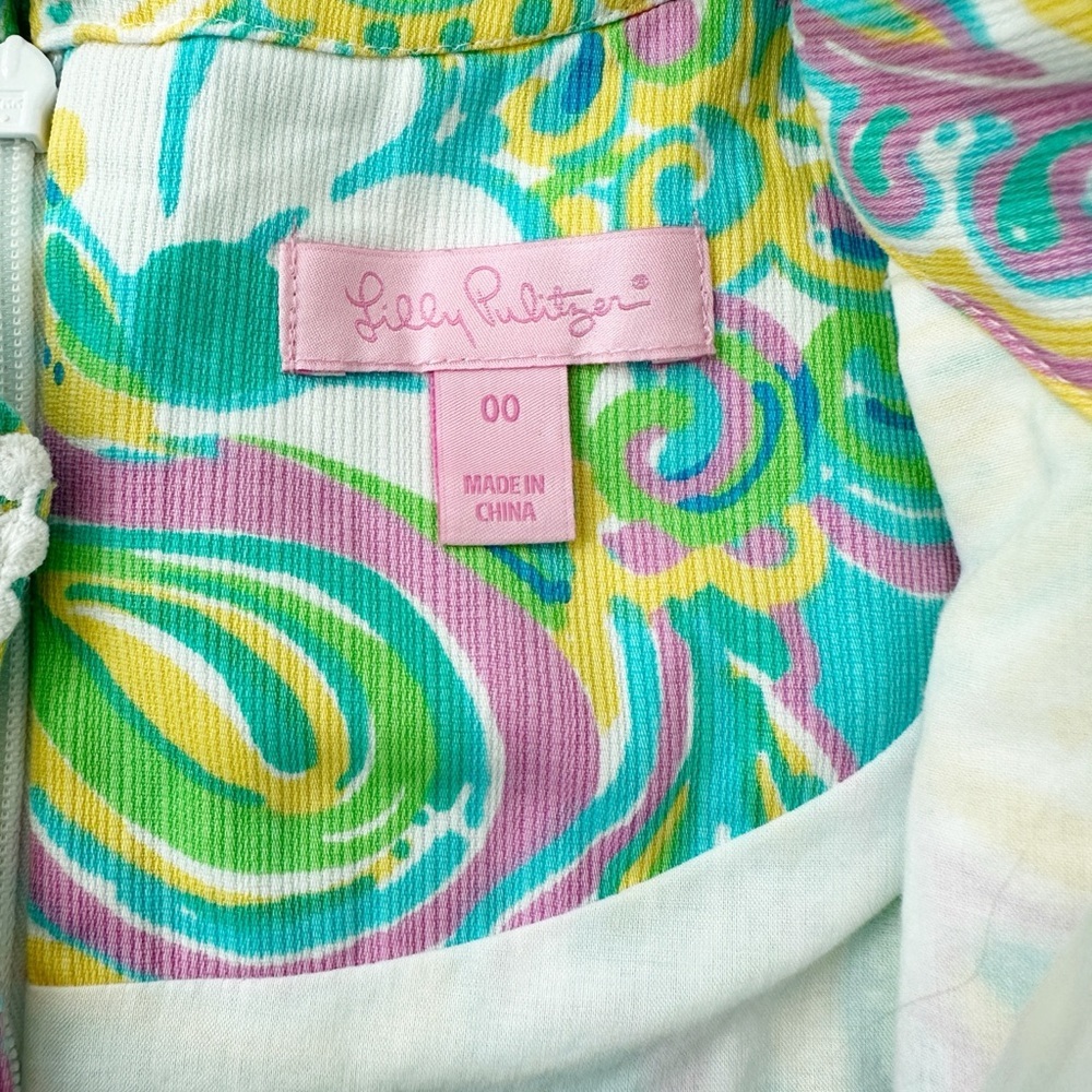 Lilly Pulitzer Alexa Shift Dress 00 Shorley Blue Double Trouble 100% Cotton - Picture 5 of 6